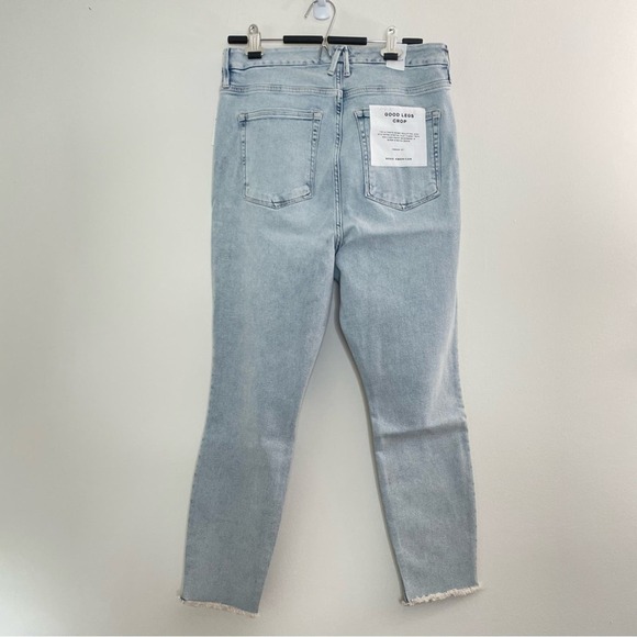 NWT Good American Good Legs Crop Long Fray Hem Jeans size 18 Blue669 - Picture 3 of 9